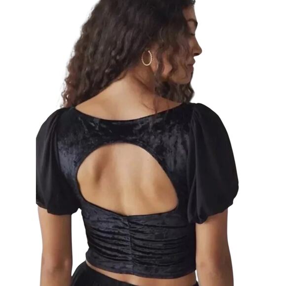 Free People Intimately Midnight Mood Velvet Crop Top Size Medium - Picture 2 of 7